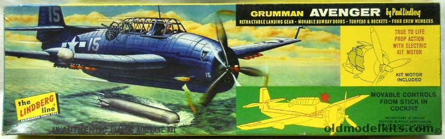 Lindberg 1/48 Grumman TBF Avenger with Movable Control Surfaces from the Cockpit and Motorized Prop, 527M-198 plastic model kit